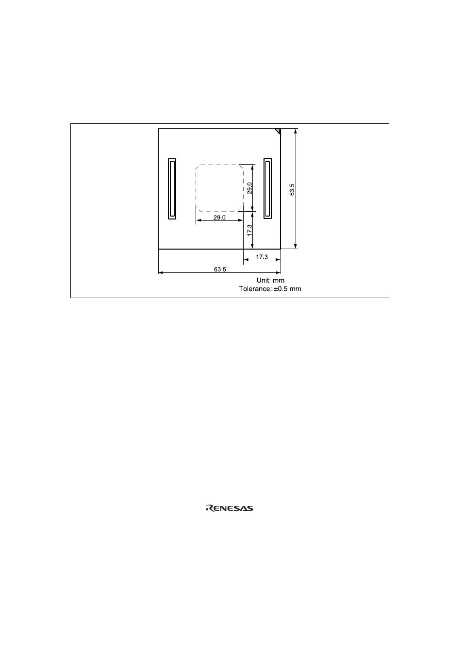 4dimensions for user system interface cable head, Dimensions for user system interface cable head | Renesas FP-100B User Manual | Page 16 / 22