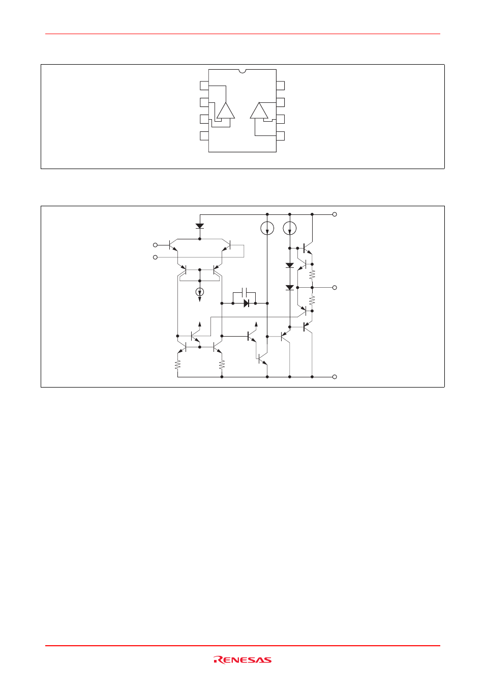 Pin arrangement, Circuit schematic (1/2) | Renesas HA17458 Series User Manual | Page 2 / 9