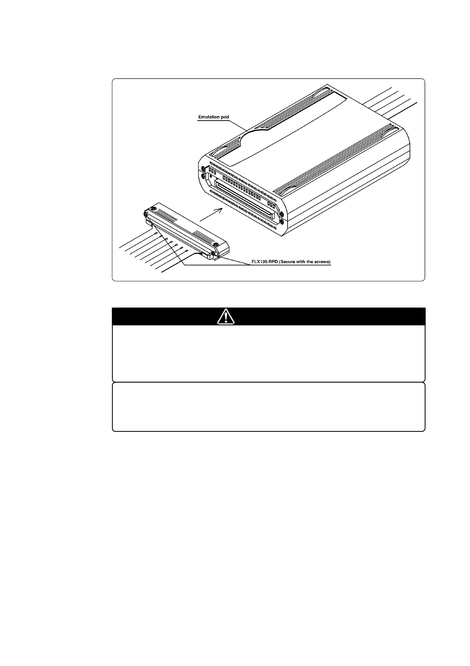 2) connecting the cable to the emulation pod, Caution | Renesas Emulation Pod M30620T2-RPD-E User Manual | Page 36 / 80