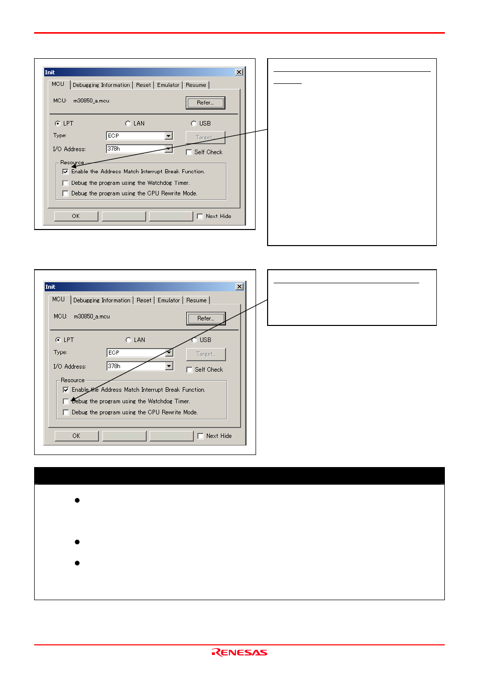 Important | Renesas Emulation Probe M30850T2-EPB User Manual | Page 48 / 98