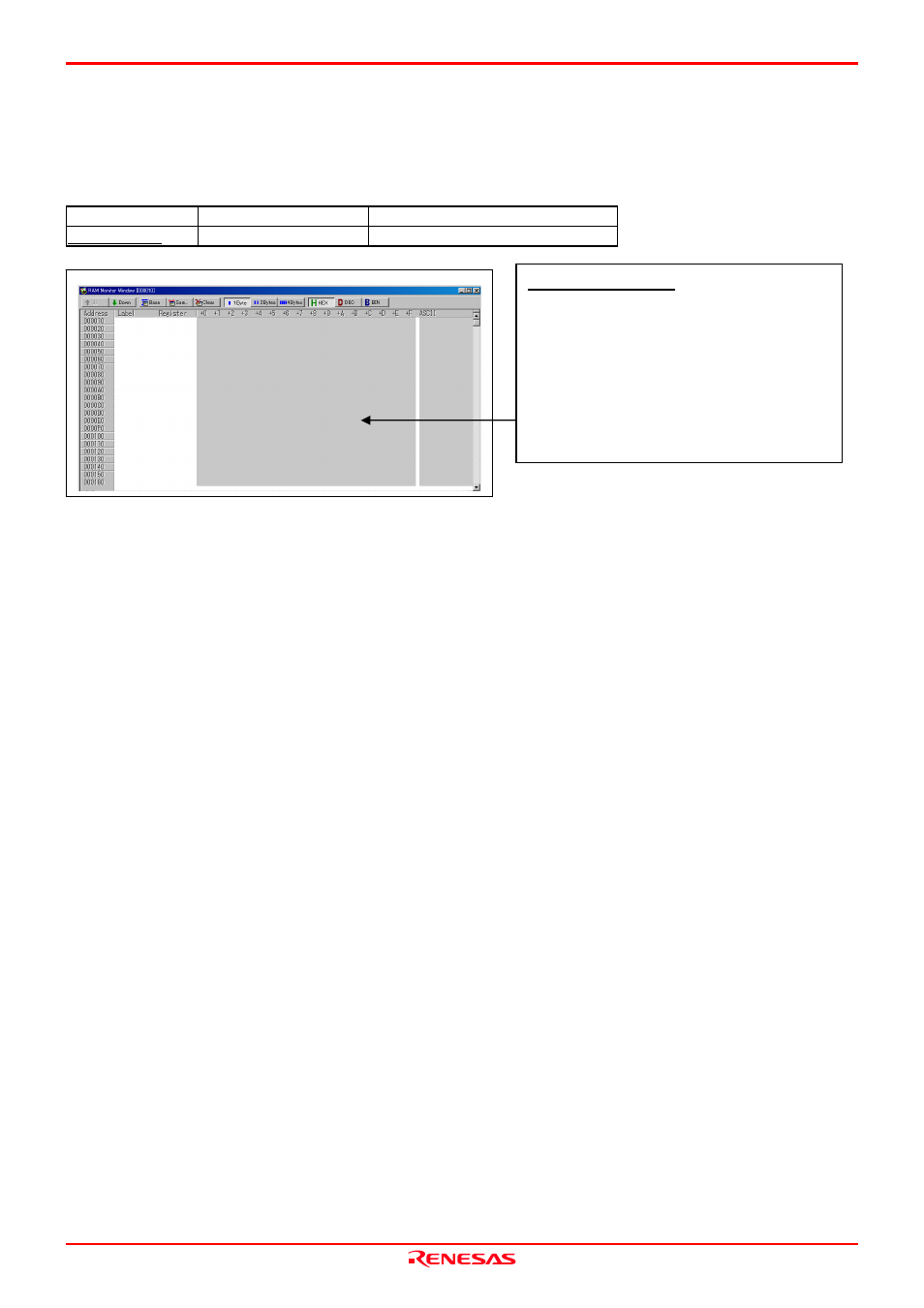 6 ram monitor window | Renesas Emulation Probe M30850T2-EPB User Manual | Page 72 / 98