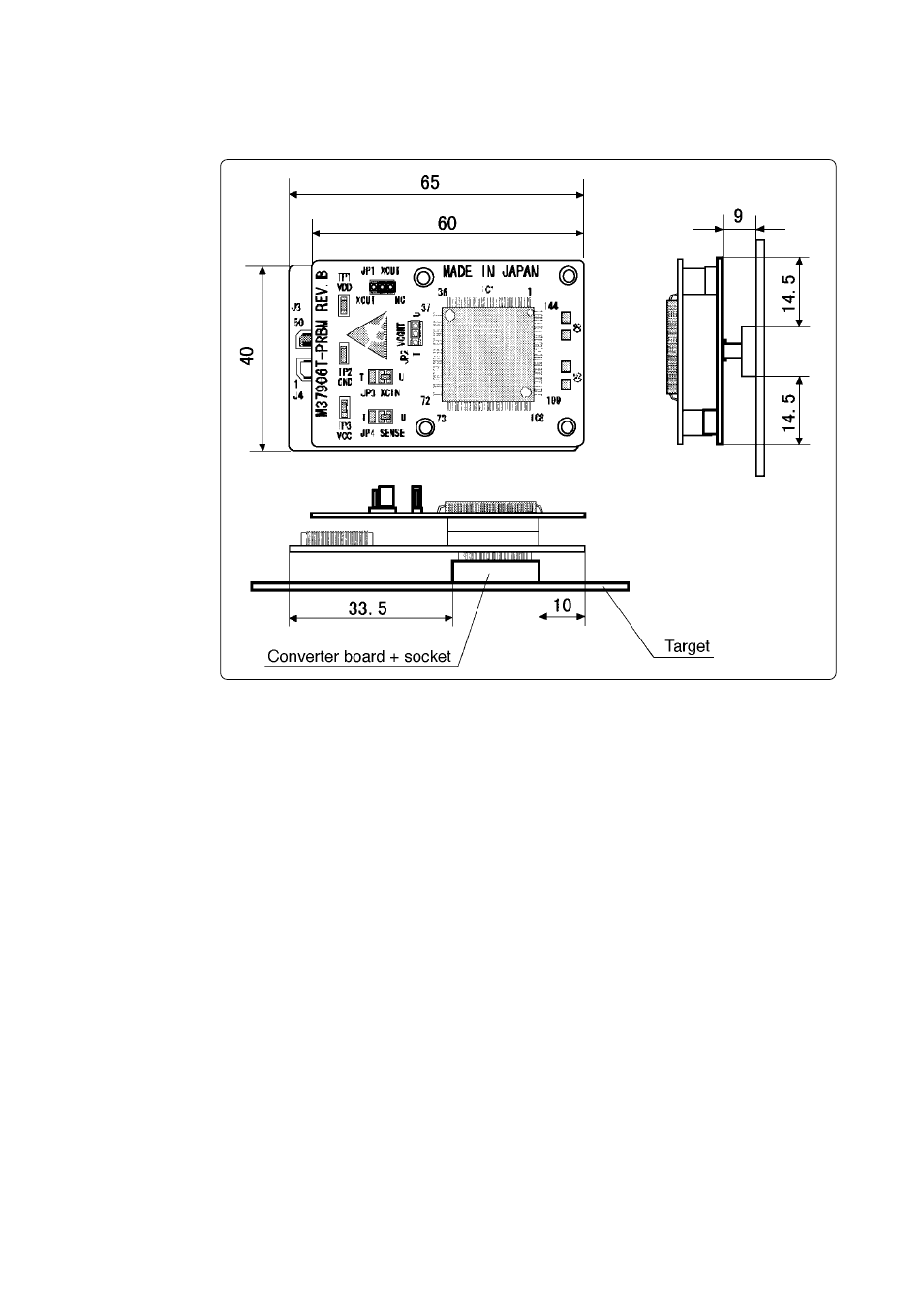 4 external dimensions of pod probe | Renesas Pod Probe for 7906 Group MCUs M37906T-PRB User Manual | Page 32 / 42