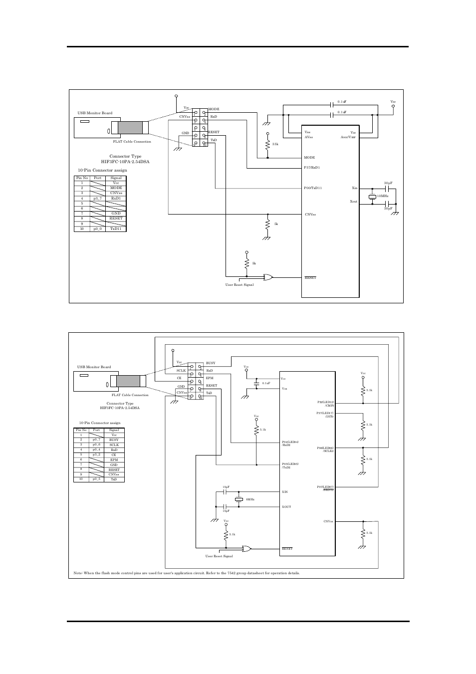 Example connection for 7542, 7 appendix | Renesas M16C FAMILY User Manual | Page 88 / 103
