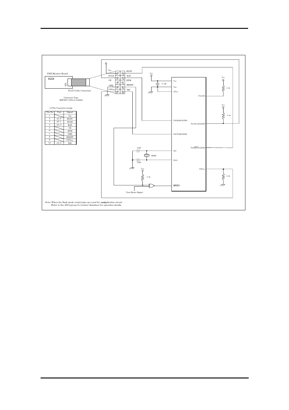 Example connection for 38c2, 7 appendix | Renesas M16C FAMILY User Manual | Page 89 / 103