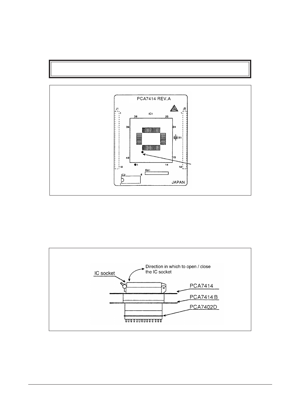 4 inserting mcu into programming adapter, 5 precautions when opening and closing ic socket, 6 precautions when handling adapter | Top view, Side view | Renesas PCA7414 User Manual | Page 12 / 16
