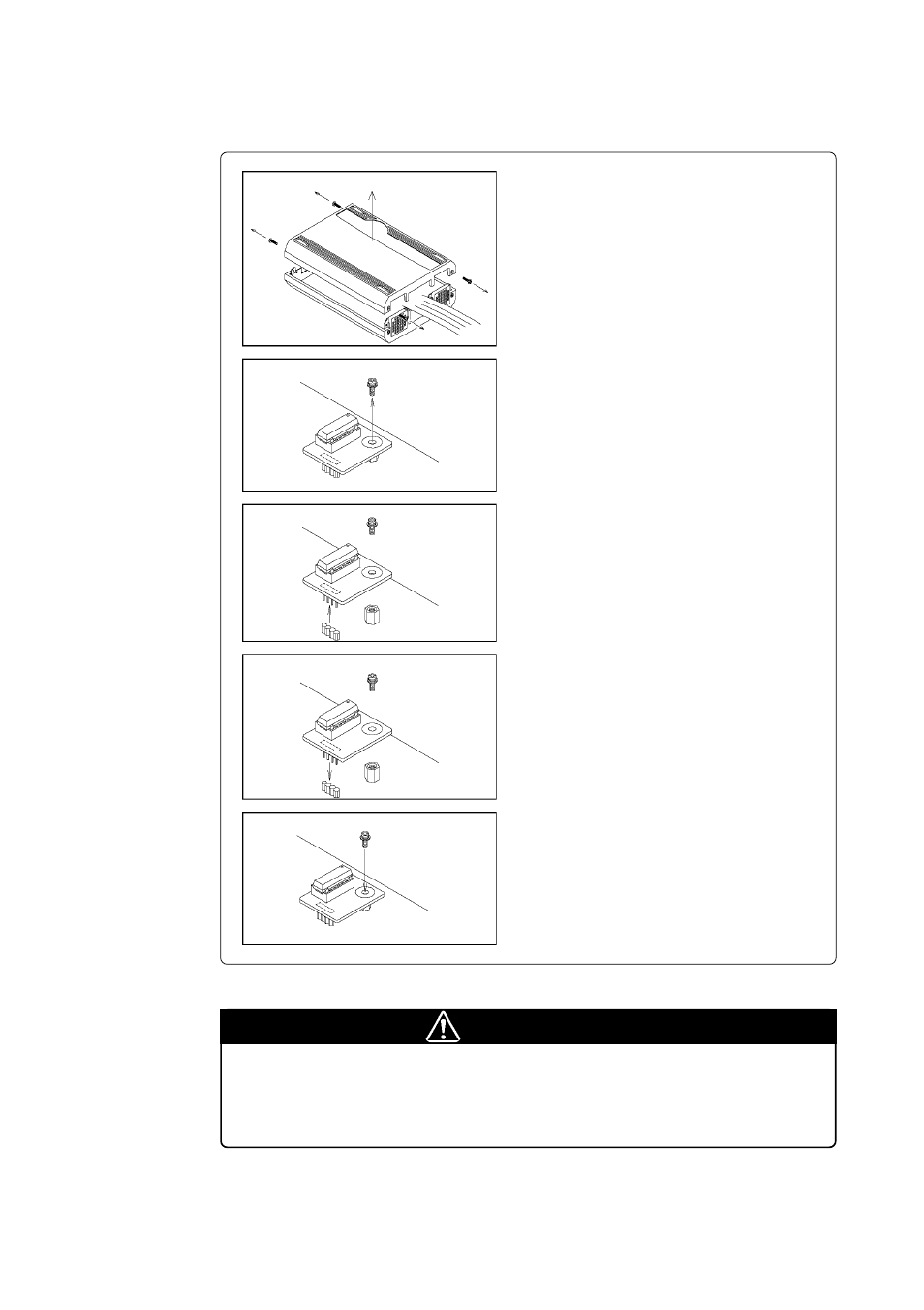 4) replacing the oscillator circuit boards, Caution, When removing and closing the upper cover | Renesas Emulation Pod M30100T3-RPD-E User Manual | Page 26 / 52