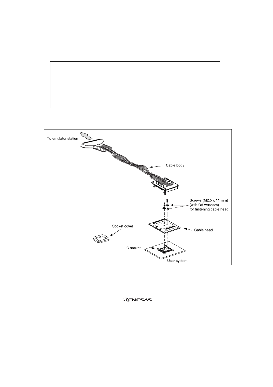 Section 1 configuration, Figure 1 hs3834ecf61h user system interface cable, Caution | Renesas H8/3814 Series User Manual | Page 7 / 21