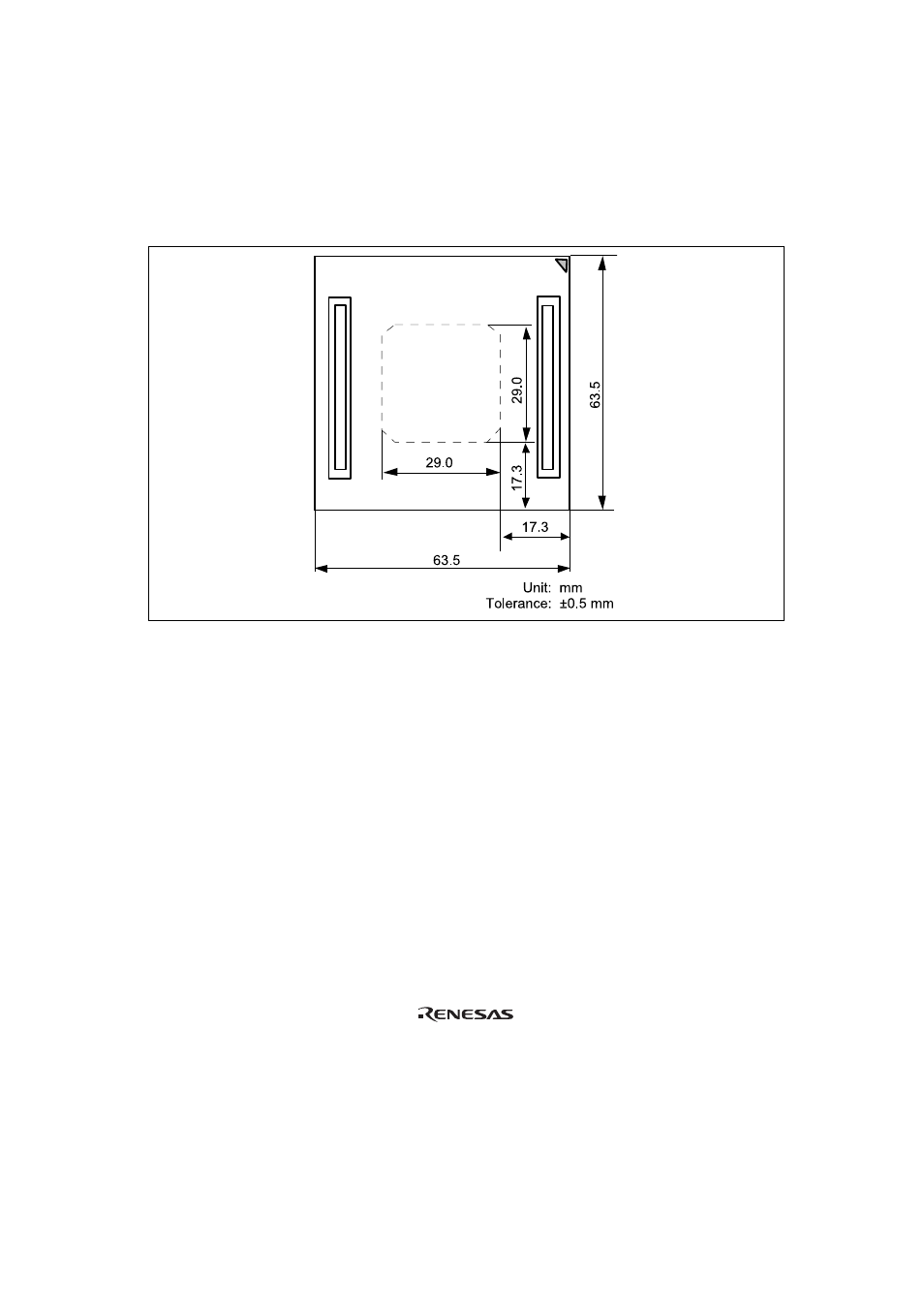 4dimensions for user system interface cable head, Dimensions for user system interface cable head | Renesas FP-144 User Manual | Page 15 / 20