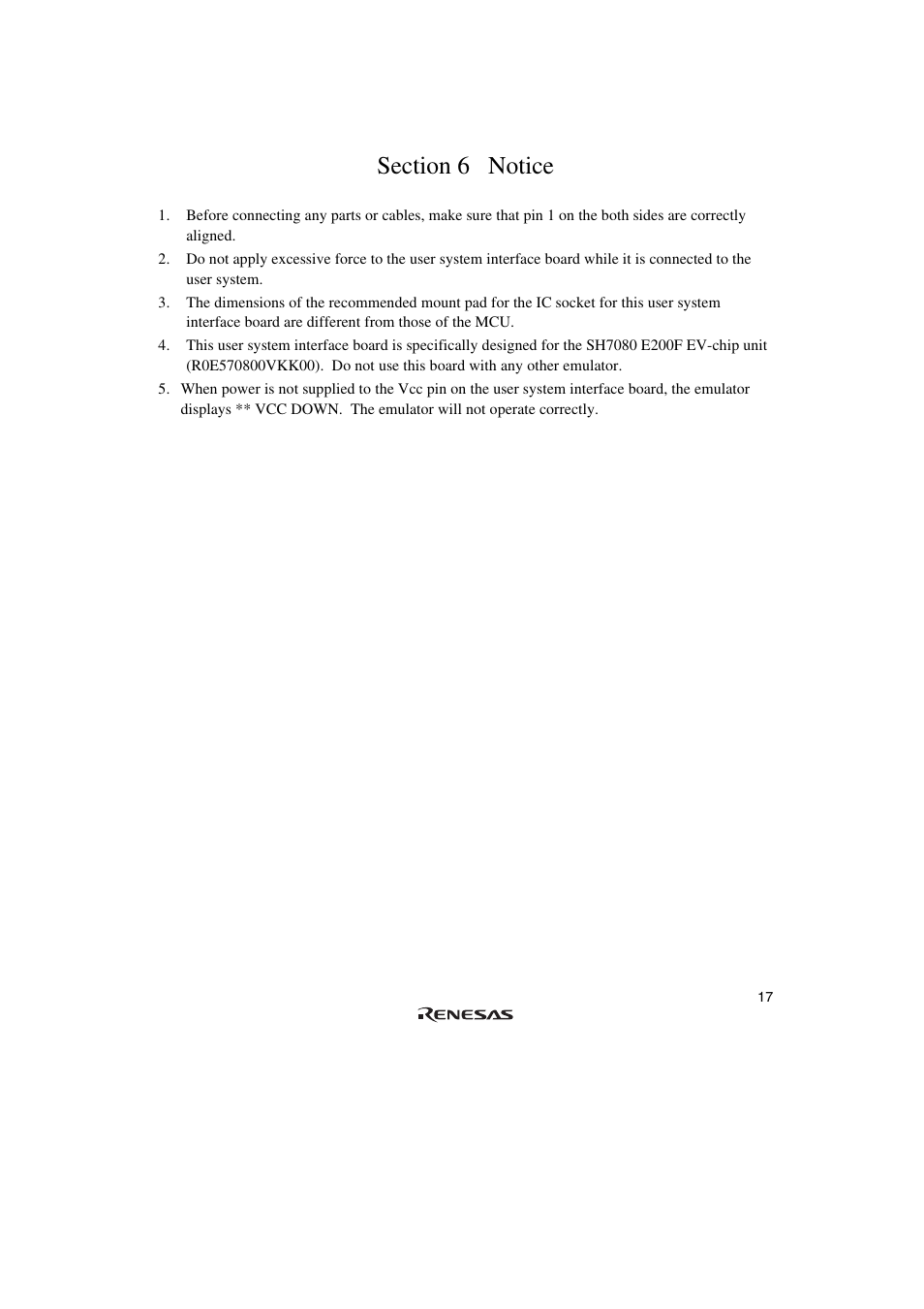 Section 6 notice | Renesas R0E571250CFG00 User Manual | Page 35 / 40