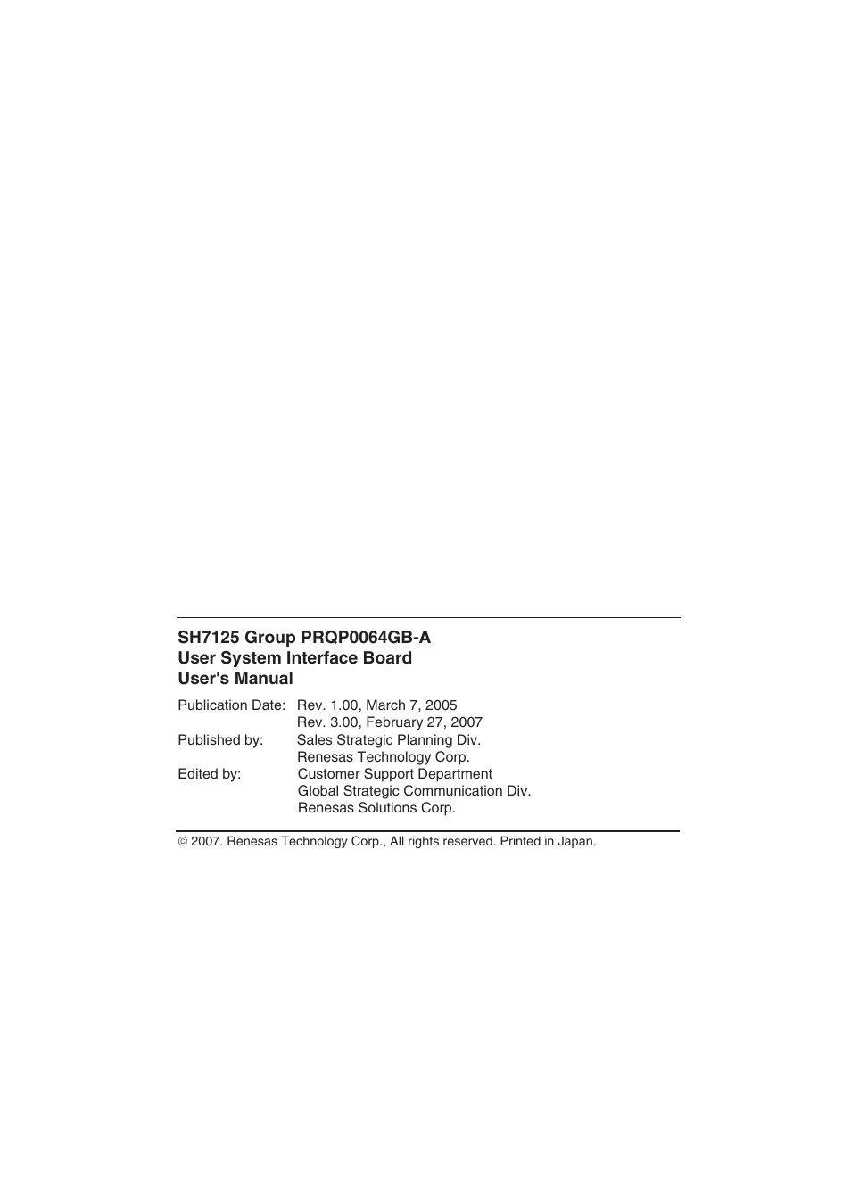 Colophon | Renesas R0E571250CFG00 User Manual | Page 37 / 40