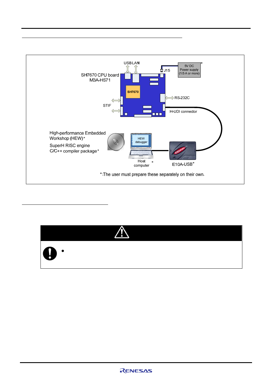 2 sh7670 cpu board switch setting, 2 sh7670 cpu board switch setting -2, Caution | Renesas M3A-HS71 User Manual | Page 24 / 82