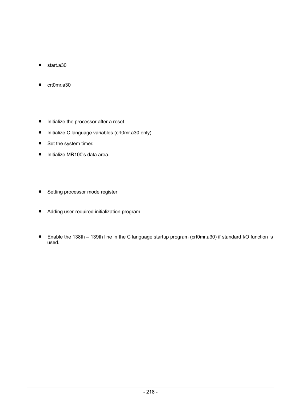 3 modifying mr100 startup program | Renesas Emulator System M3T-MR100 User Manual | Page 234 / 306