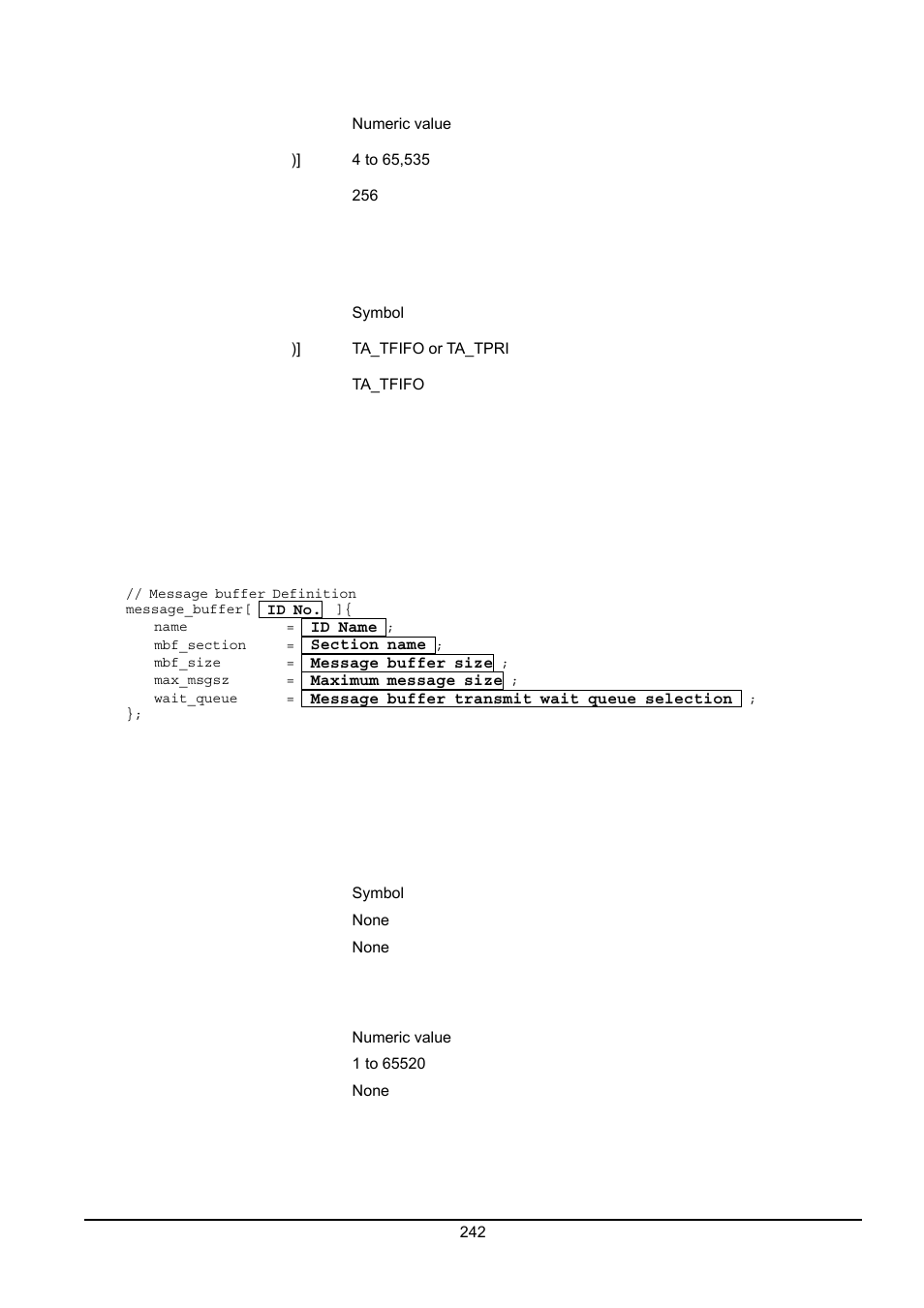 Variable-size memory pool definition ) | Renesas Emulator System M3T-MR100 User Manual | Page 258 / 306