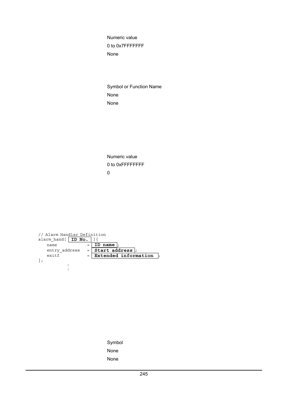Alarm handler definition ) | Renesas Emulator System M3T-MR100 User Manual | Page 261 / 306