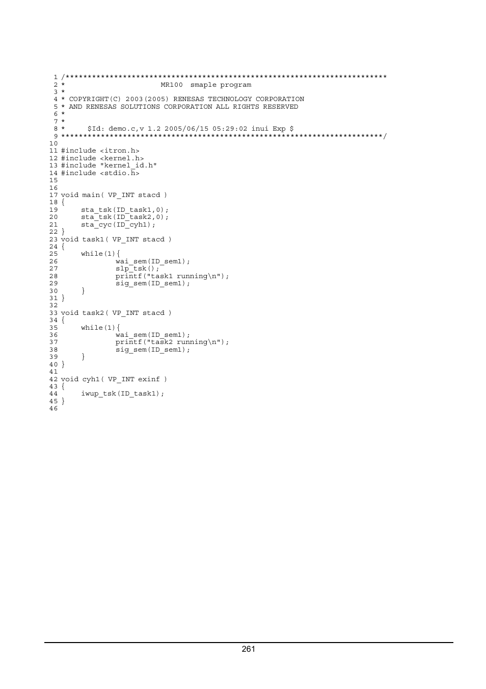 2 program source listing | Renesas Emulator System M3T-MR100 User Manual | Page 277 / 306