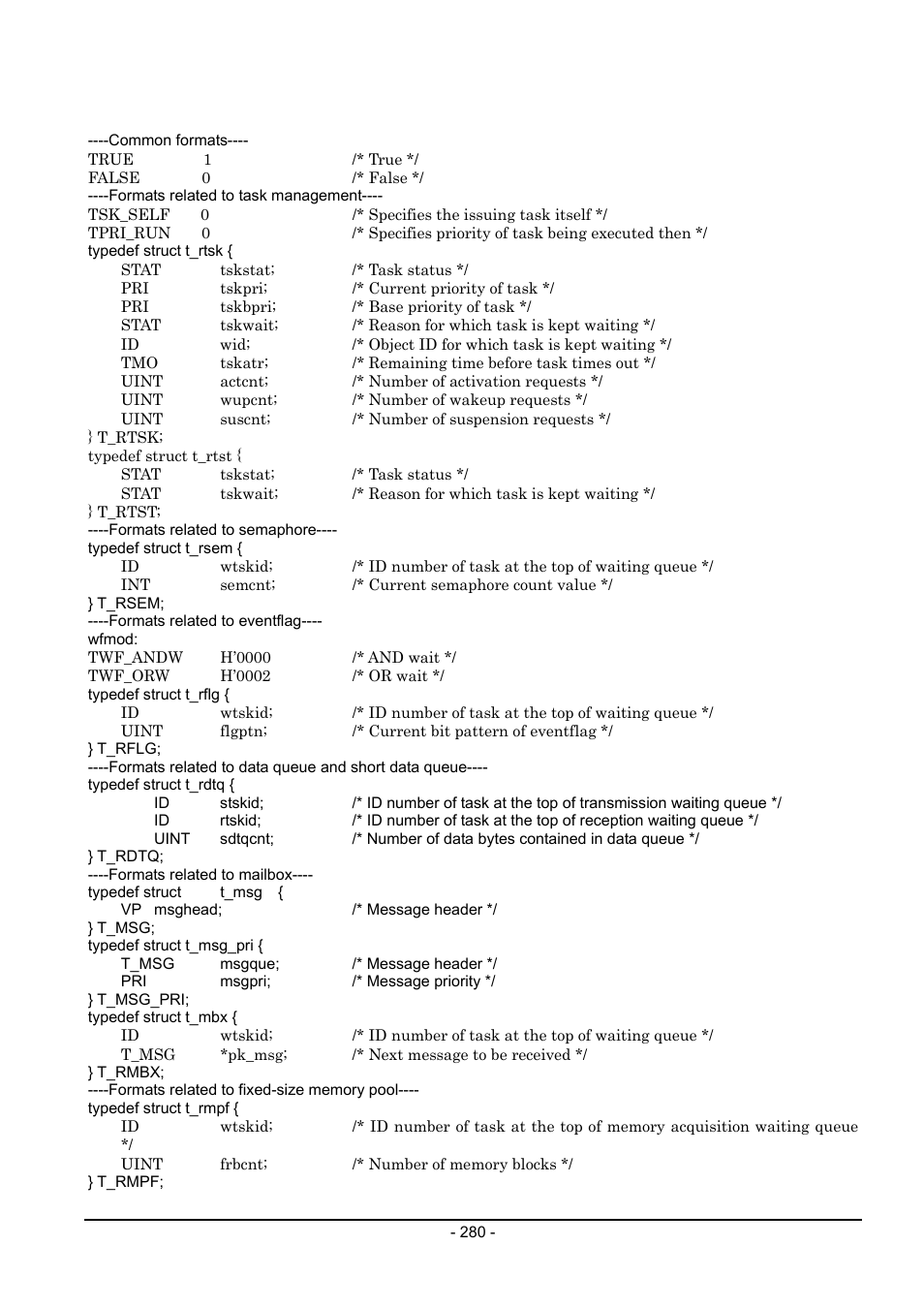 2 common constants and packet format of structure | Renesas Emulator System M3T-MR100 User Manual | Page 296 / 306