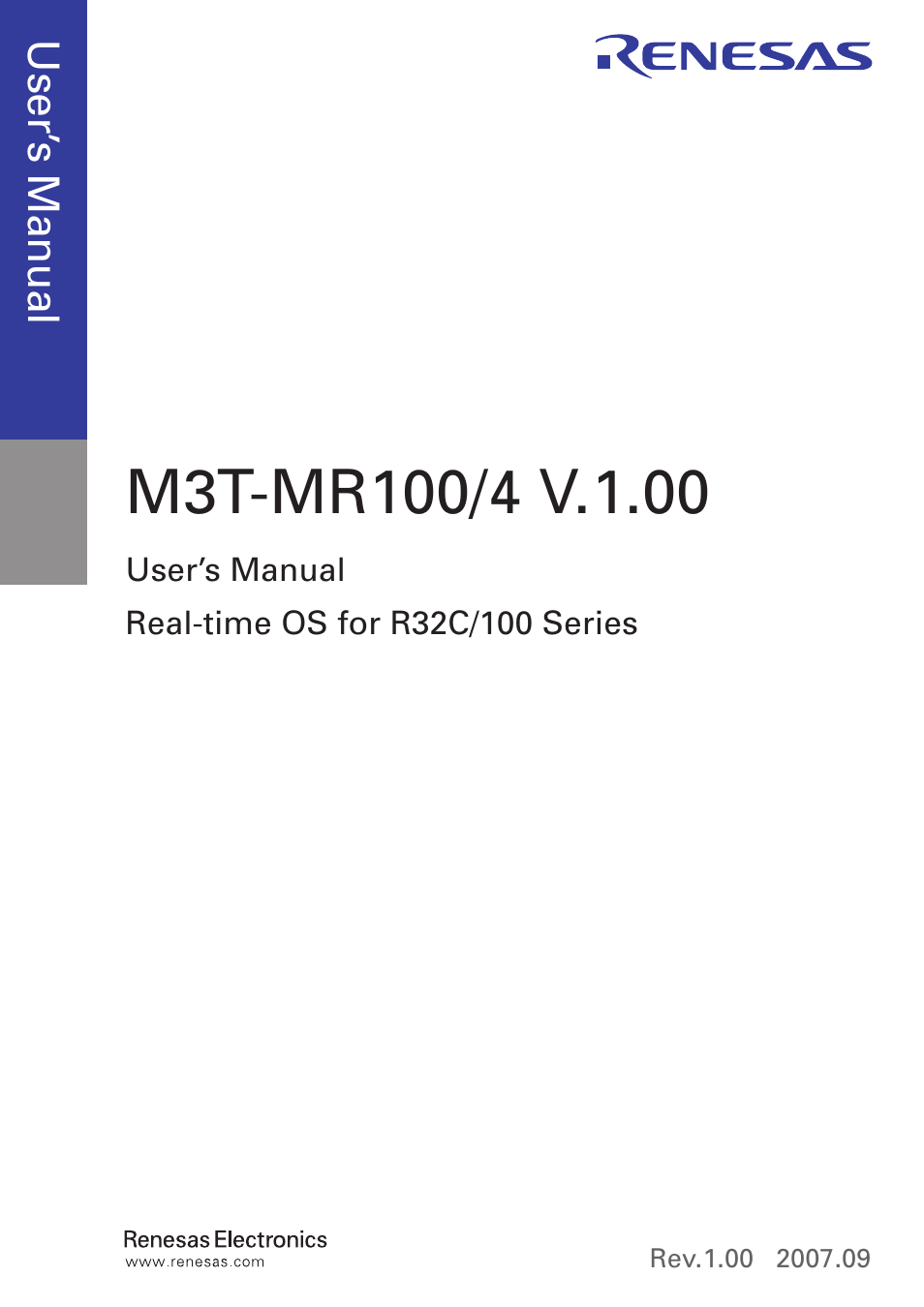 Renesas Emulator System M3T-MR100 User Manual | Page 3 / 306