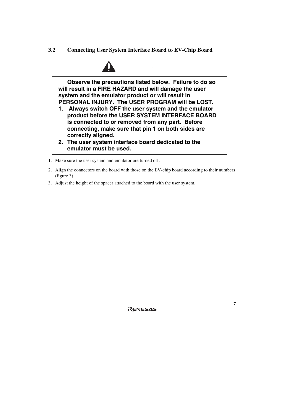Warning | Renesas R0E572860CFK00 User Manual | Page 25 / 40