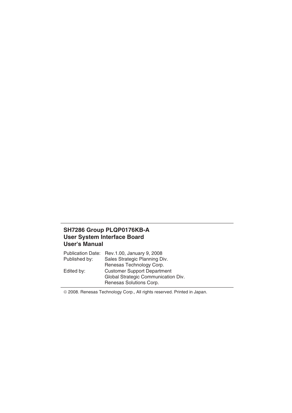 Colophon | Renesas R0E572860CFK00 User Manual | Page 37 / 40