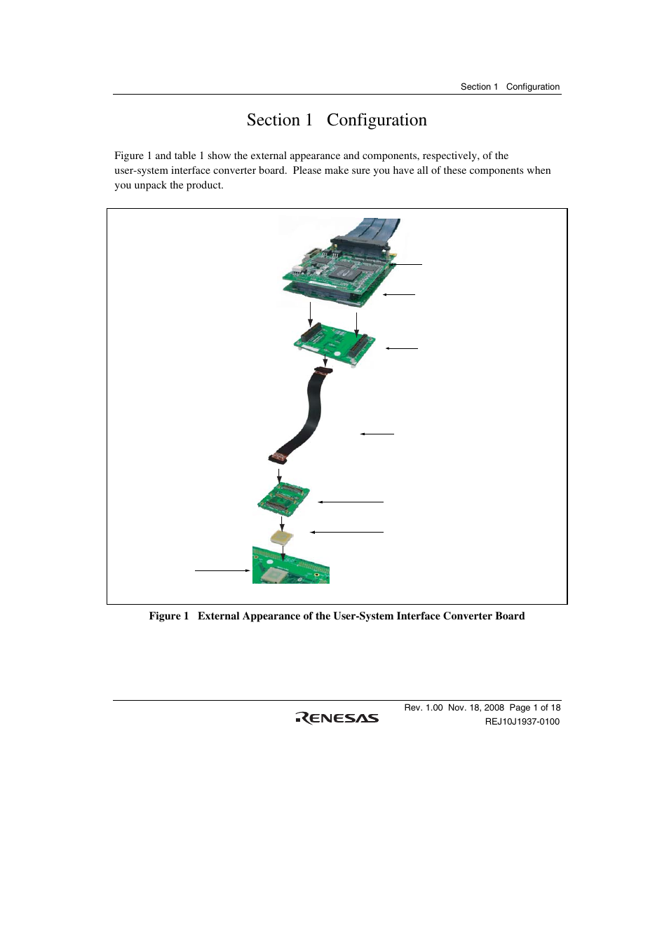 Section 1 configuration | Renesas SuperHTM Family SH72546RFCC User Manual | Page 19 / 40