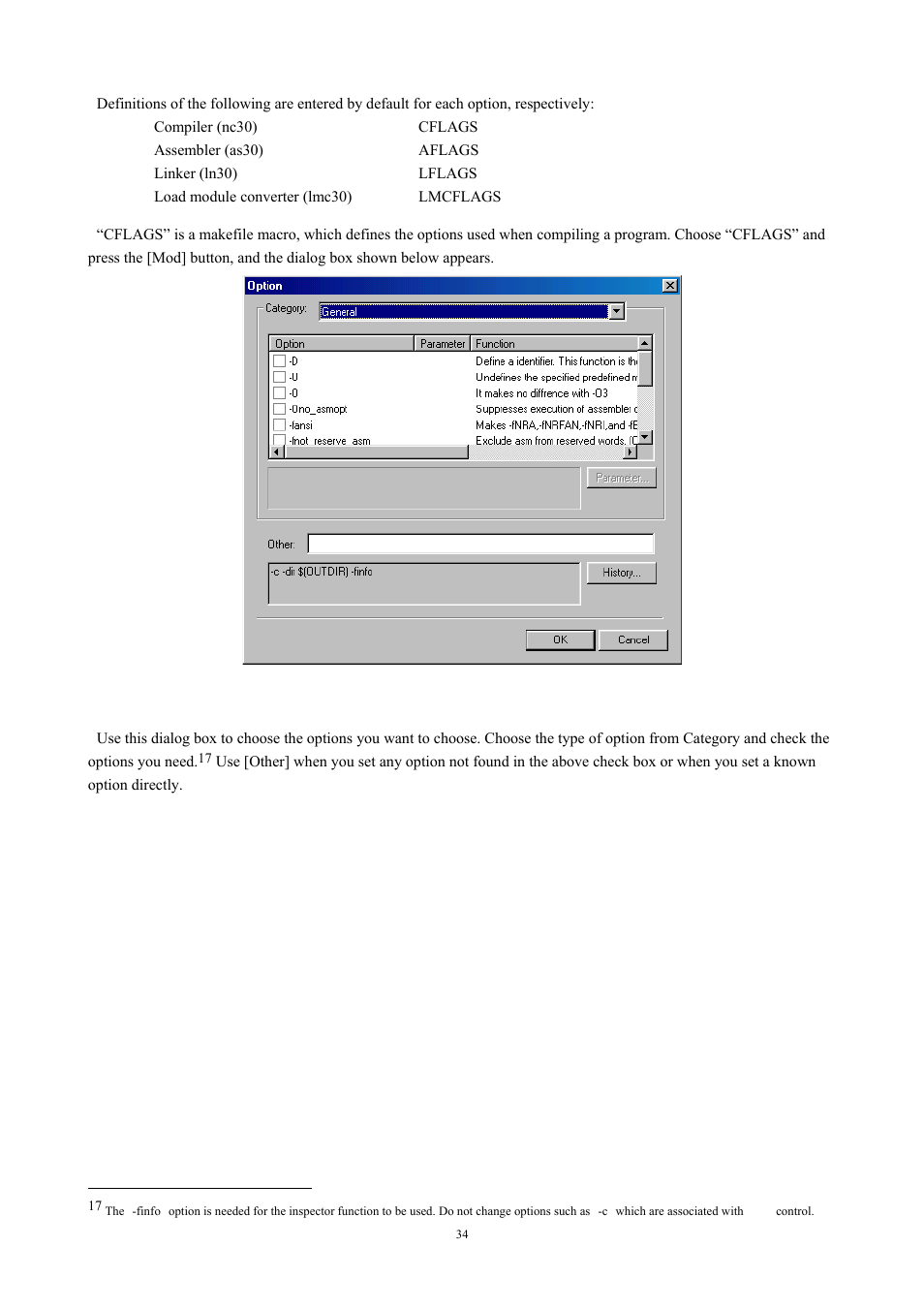 Fig. 3-17 option setup dialog box | Renesas TM V.3.20A User Manual | Page 34 / 92
