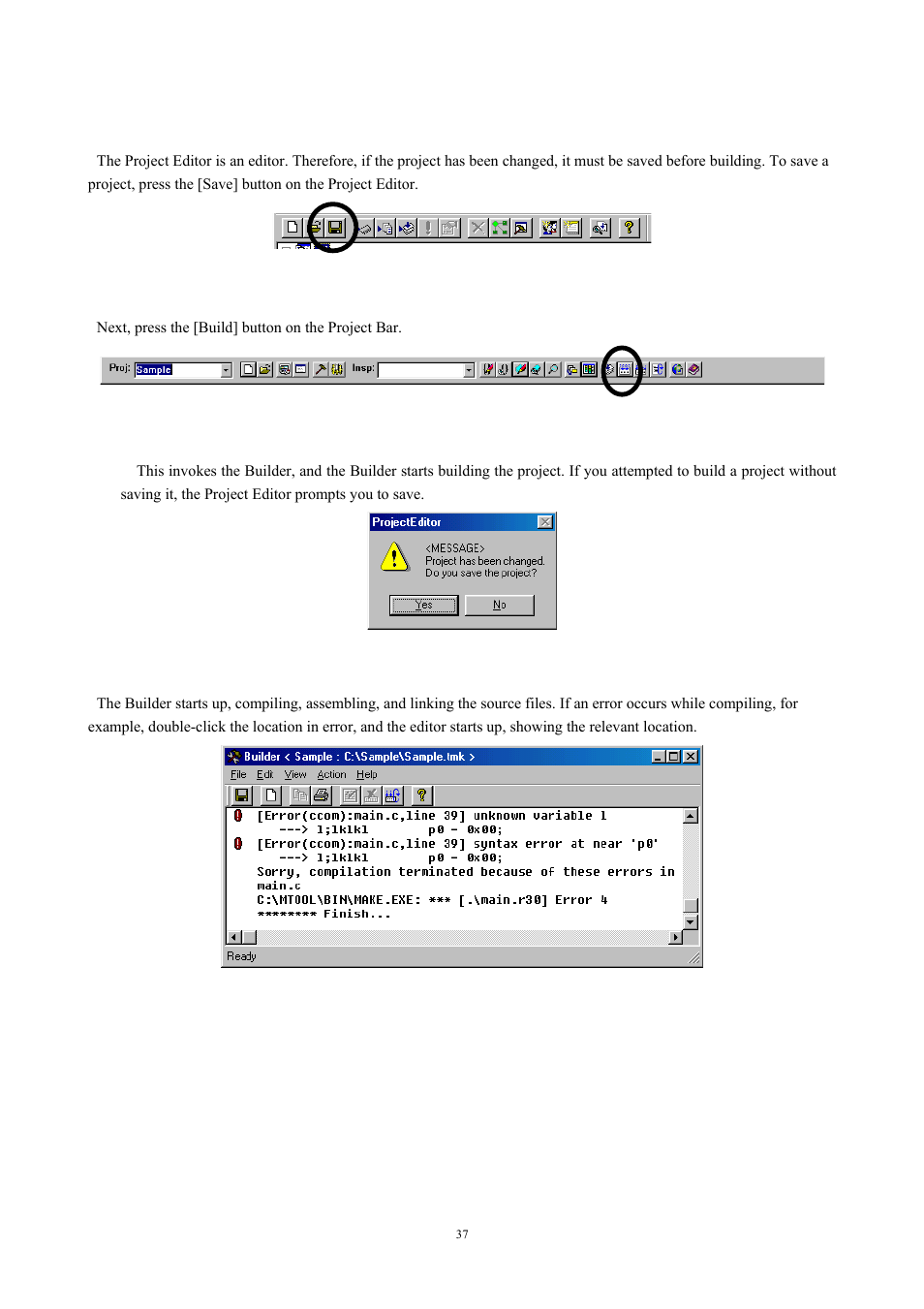Building a project, 3 building a project | Renesas TM V.3.20A User Manual | Page 37 / 92