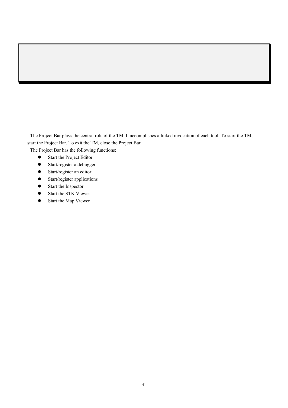 Reference manual, Project bar, Overview | 1 project bar, 1 overview | Renesas TM V.3.20A User Manual | Page 41 / 92