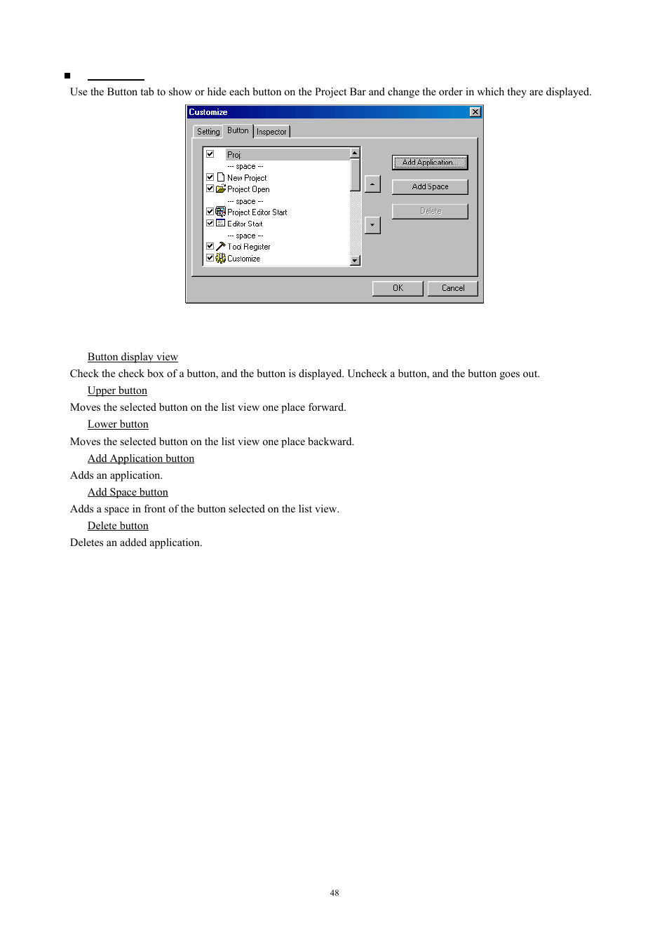 Fig. 4-7 button tab | Renesas TM V.3.20A User Manual | Page 48 / 92