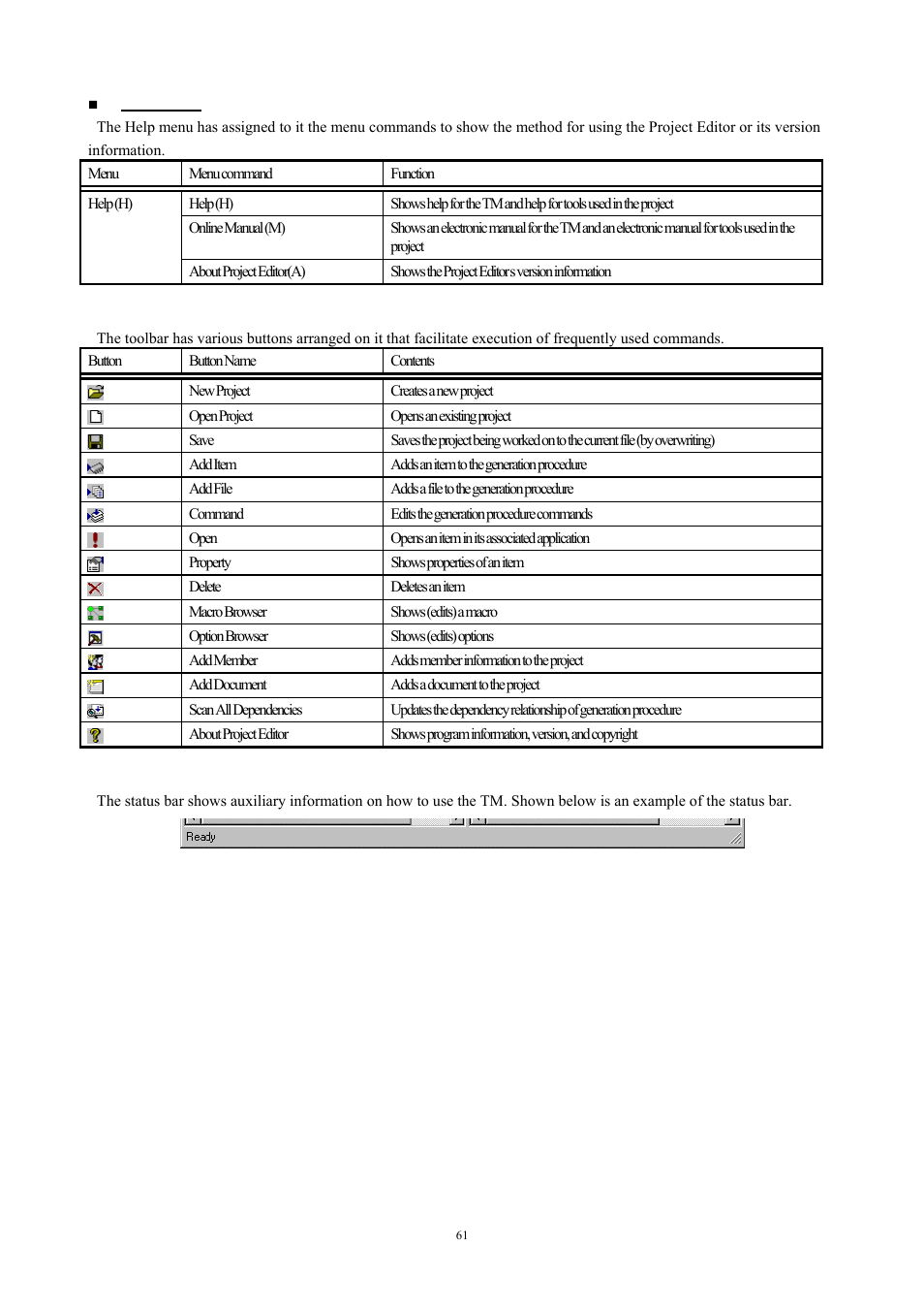 Toolbar, Status bar, 2 toolbar 4.2.2.3 status bar | Fig. 4-17 status bar | Renesas TM V.3.20A User Manual | Page 61 / 92