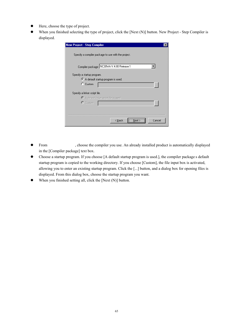 Fig. 4-24 new project - step compiler | Renesas TM V.3.20A User Manual | Page 65 / 92