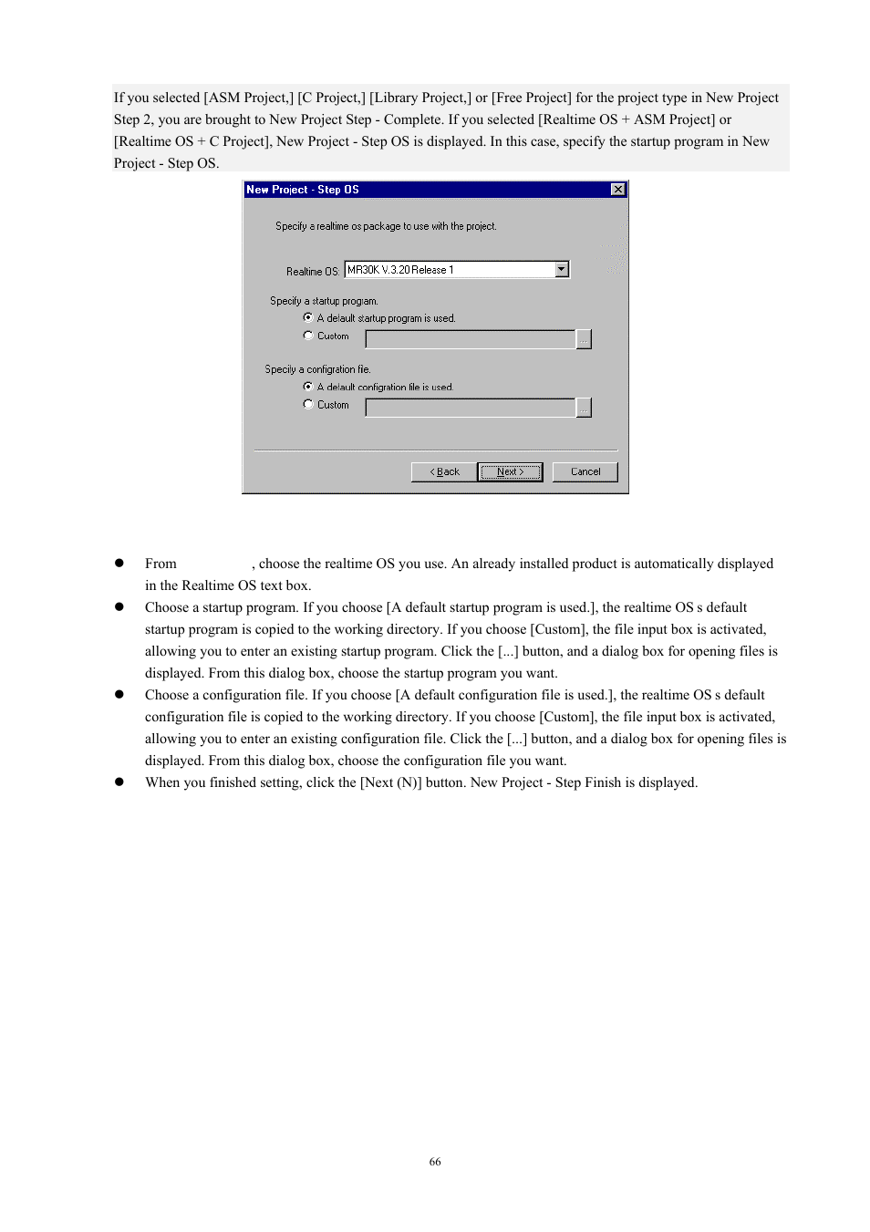 Fig. 4-25 new project - step os | Renesas TM V.3.20A User Manual | Page 66 / 92