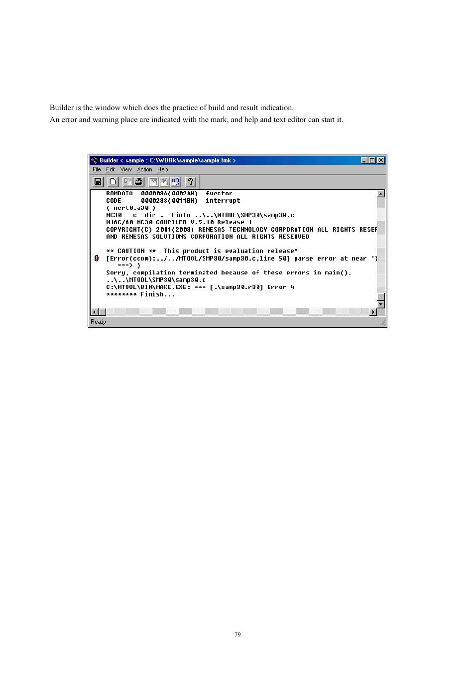 Builder, Overview, Builder window | 3 builder, 1 overview, 2 builder window, Fig. 4-46 builder window | Renesas TM V.3.20A User Manual | Page 79 / 92