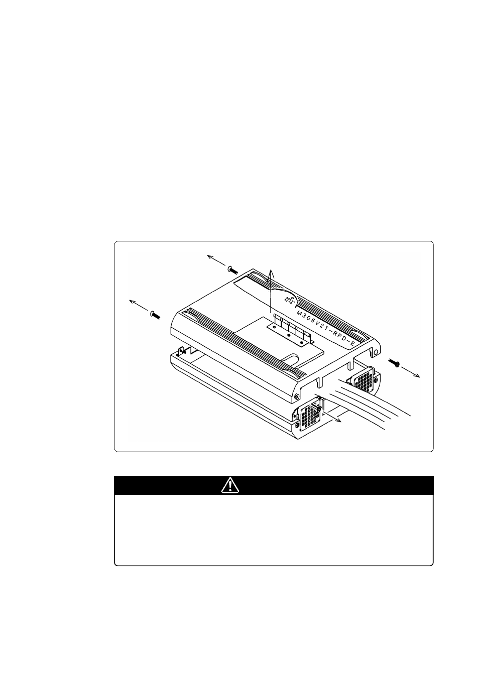 1 removing the upper cover, Chapter 3. setting up, Caution | Renesas Emulation Pod M306V2T-RPD-E User Manual | Page 26 / 74