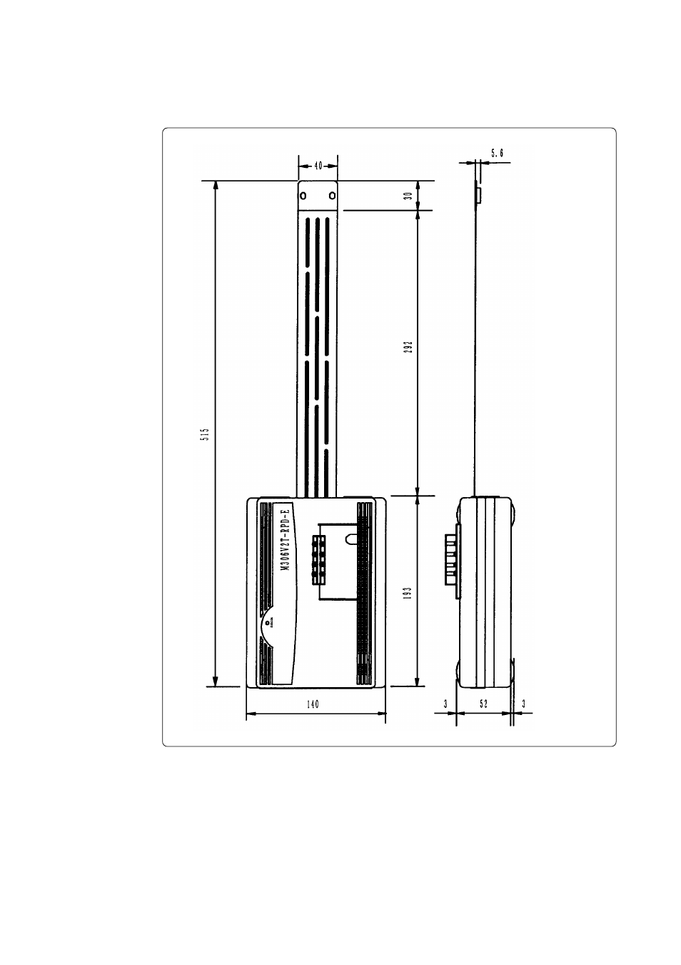 5 external dimensions, 1) external dimensions of emulation pod | Renesas Emulation Pod M306V2T-RPD-E User Manual | Page 60 / 74