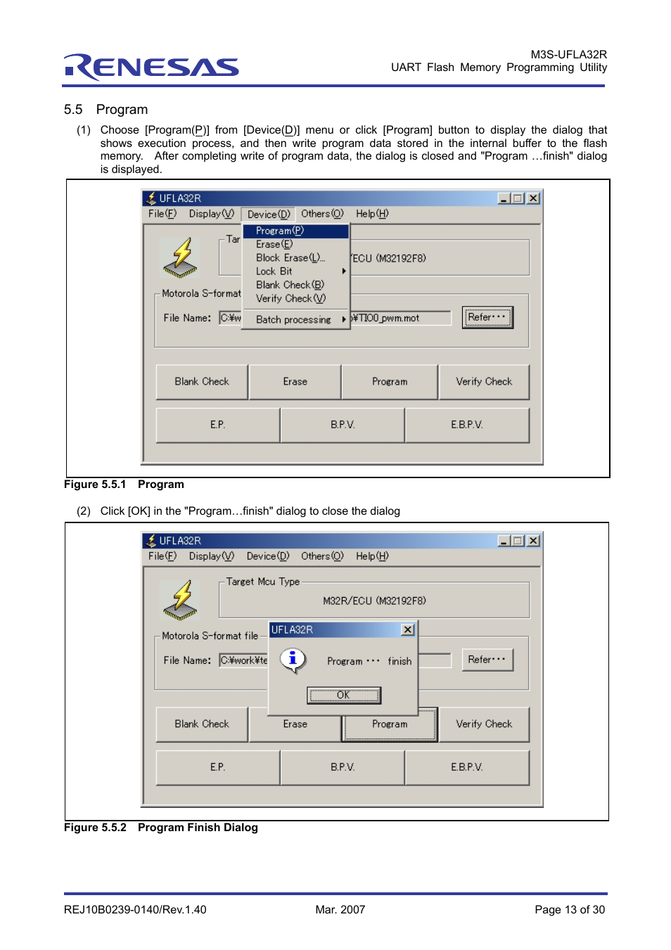 5 program | Renesas M3S-UFLA32R User Manual | Page 19 / 39