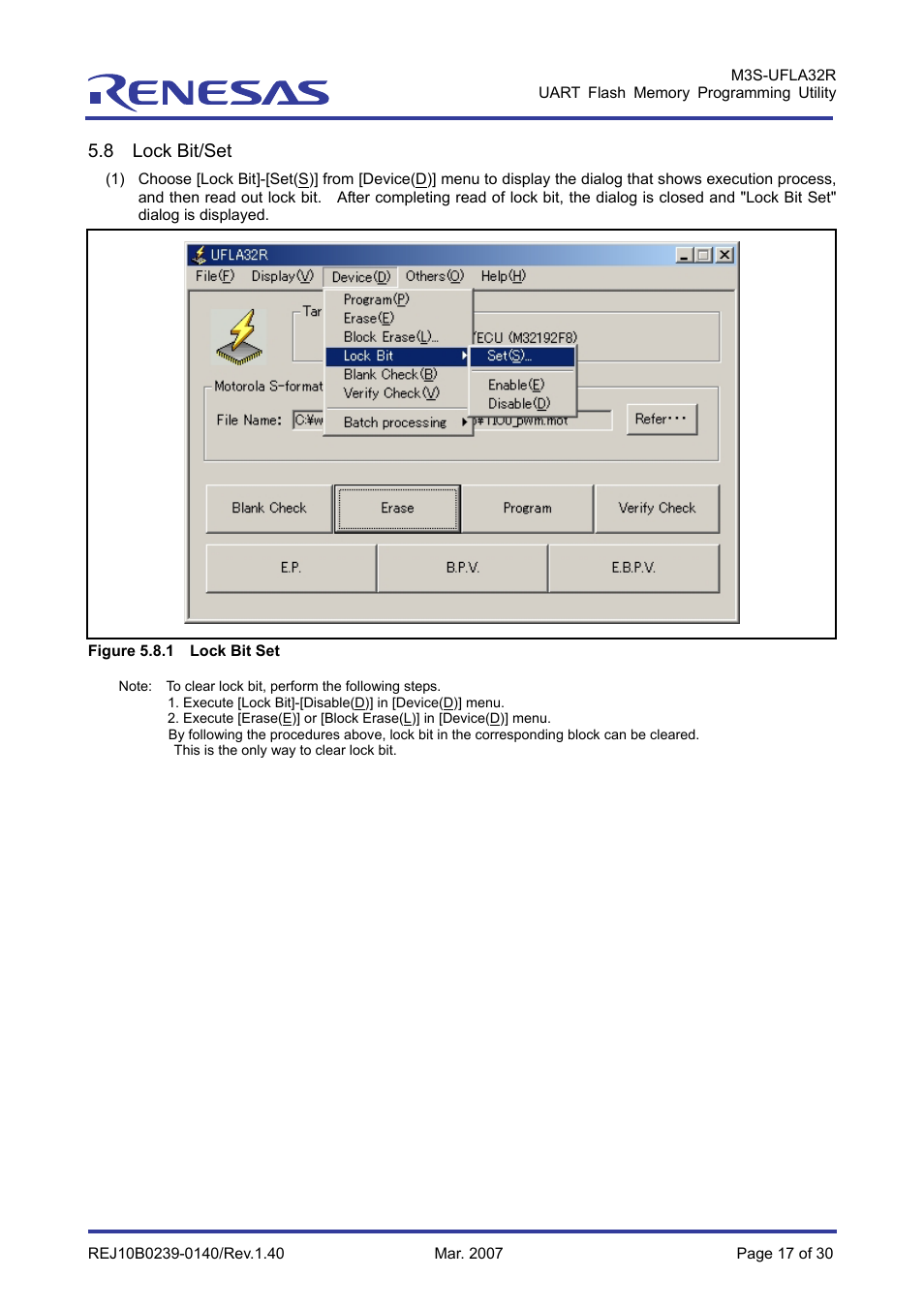 8 lock bit/set | Renesas M3S-UFLA32R User Manual | Page 23 / 39