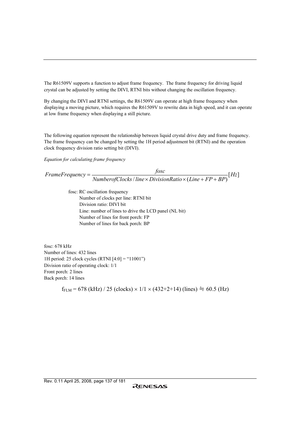 Renesas R61509V User Manual | Page 137 / 181