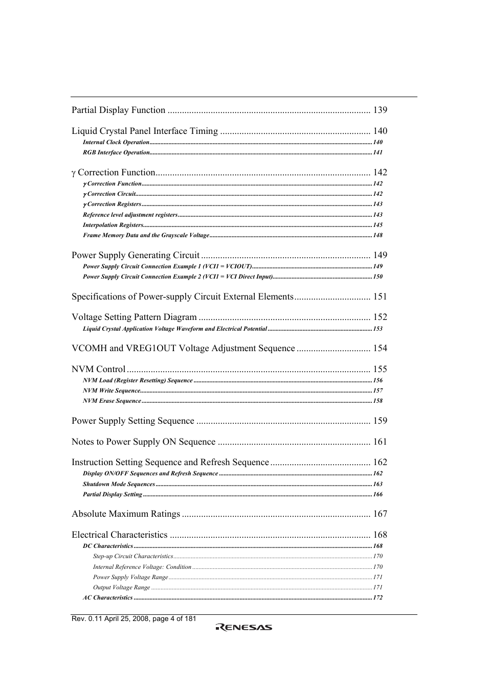 Renesas R61509V User Manual | Page 4 / 181