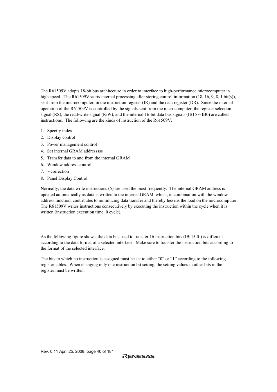 Renesas R61509V User Manual | Page 40 / 181