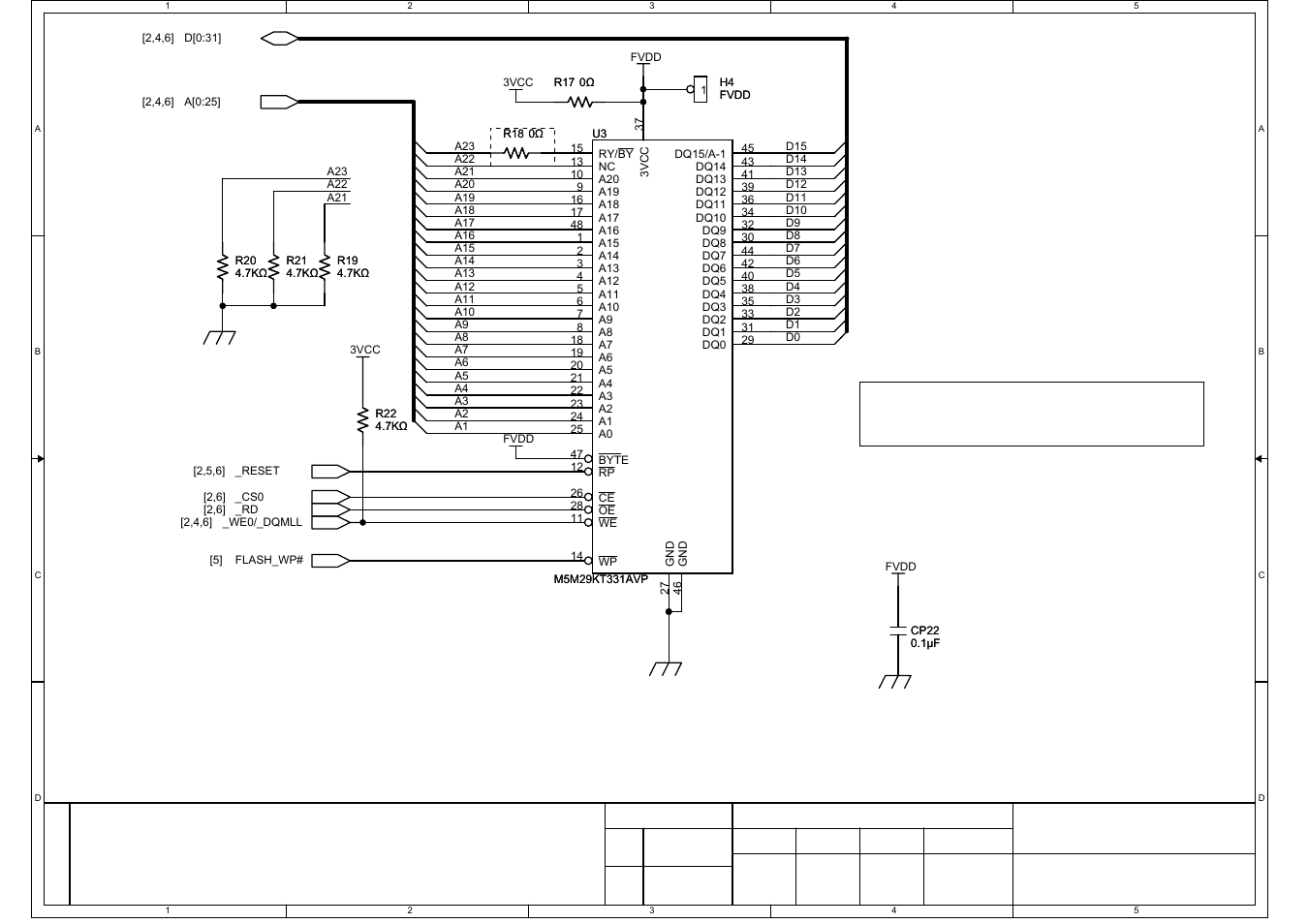 M3a-hs60, Flash csc channel 0 16bit access = 4mb, Decoupling caps | Renesas M3A-HS60 User Manual | Page 53 / 60