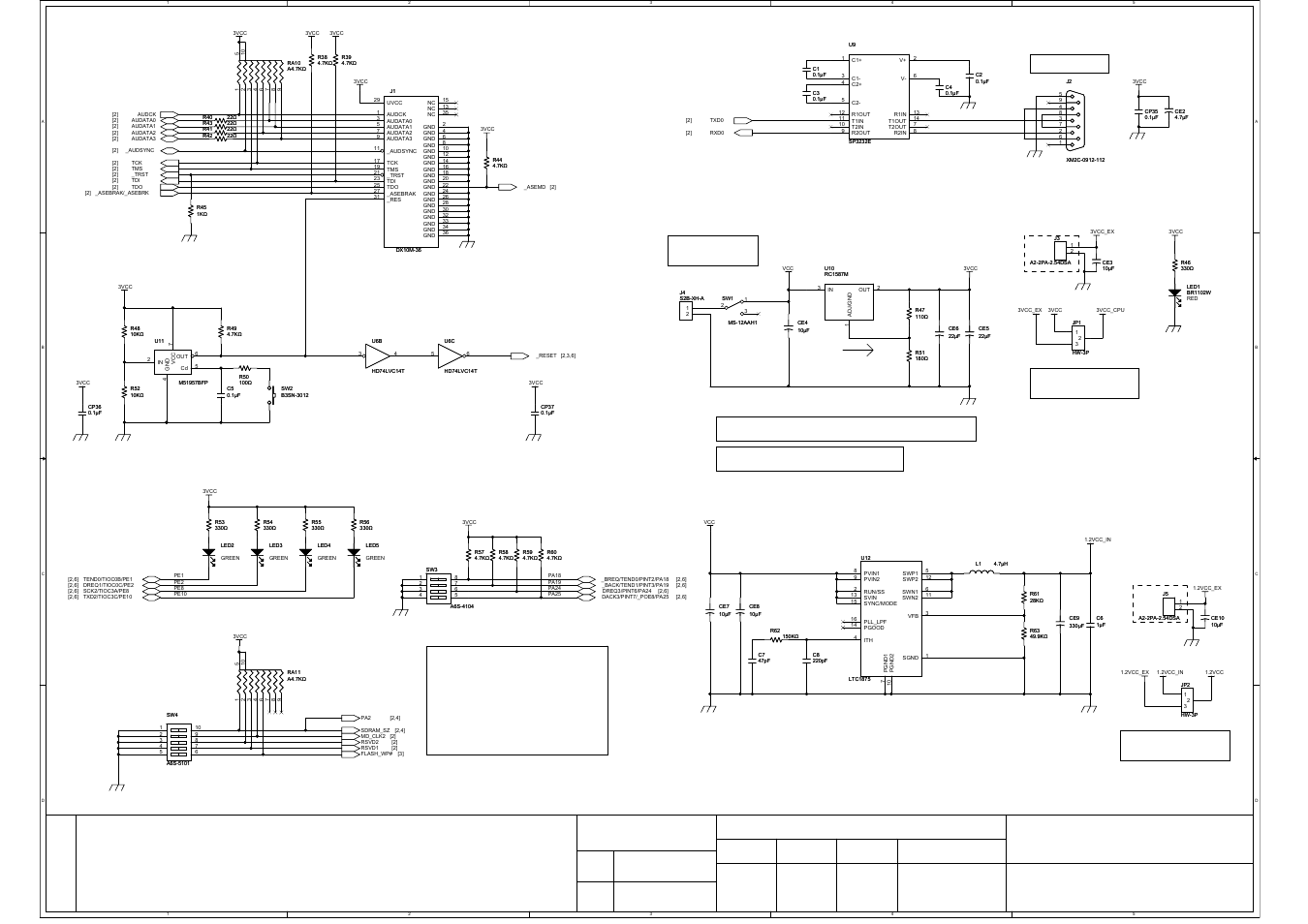 M3a-hs60, Renesas solutions corporation, Ver. 1.0 | Change, H-udi/reset/uart/power, H-udi/reset/uart/power user port mode switch, Power on reset, H-udi interface, 5v to 1.25v step down regulator, Serial connector(com) | Renesas M3A-HS60 User Manual | Page 55 / 60
