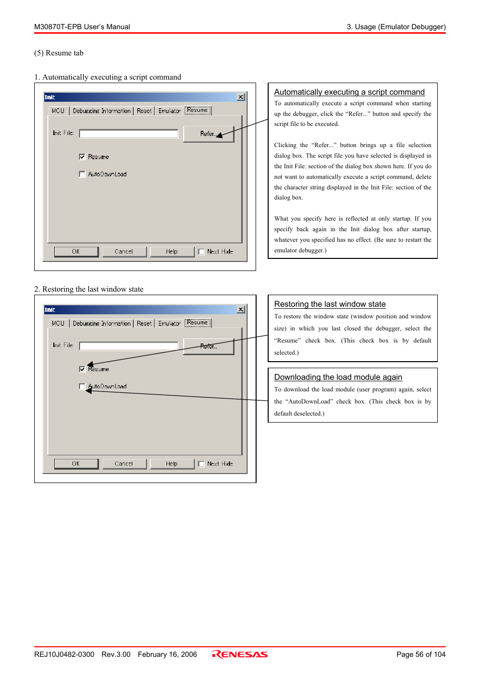 Renesas Emulation Probe for M32C/87 Group M30870T-EPB User Manual | Page 56 / 104