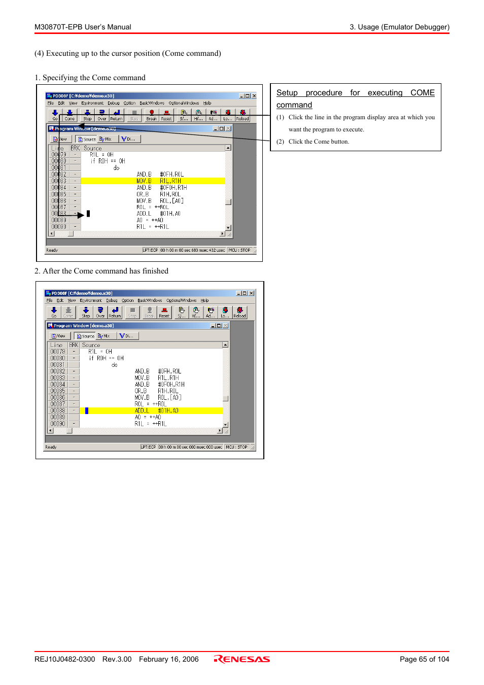 Renesas Emulation Probe for M32C/87 Group M30870T-EPB User Manual | Page 65 / 104