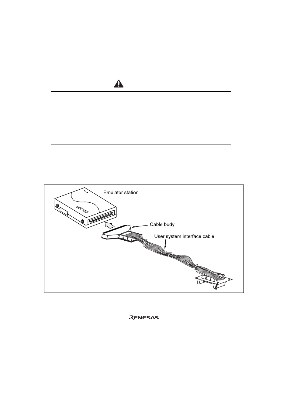 Section 2 connection procedures, Warning | Renesas QFP-64A User Manual | Page 8 / 19