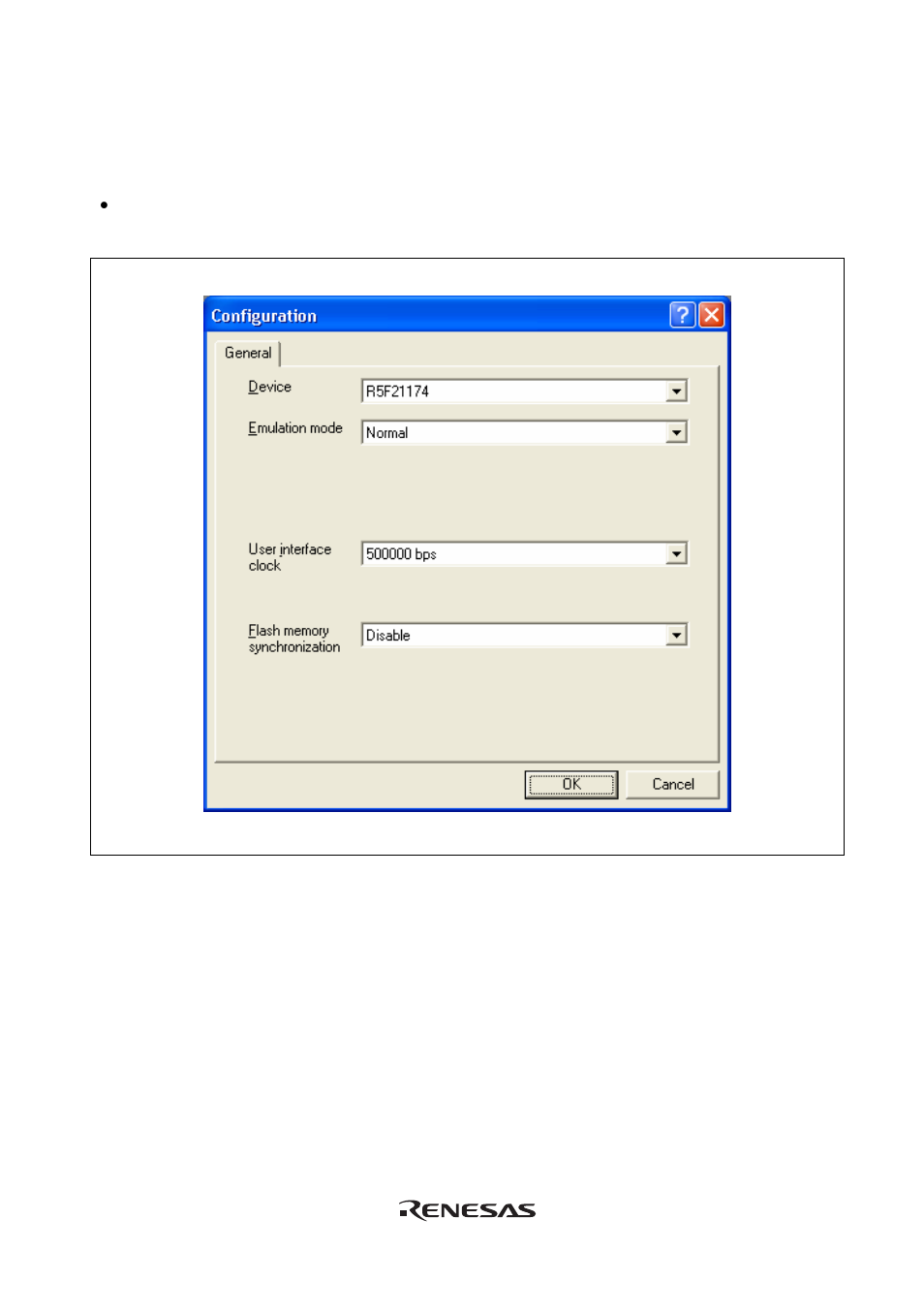 4 setting the [configuration] dialog box | Renesas Emulator System E8 User Manual | Page 113 / 166