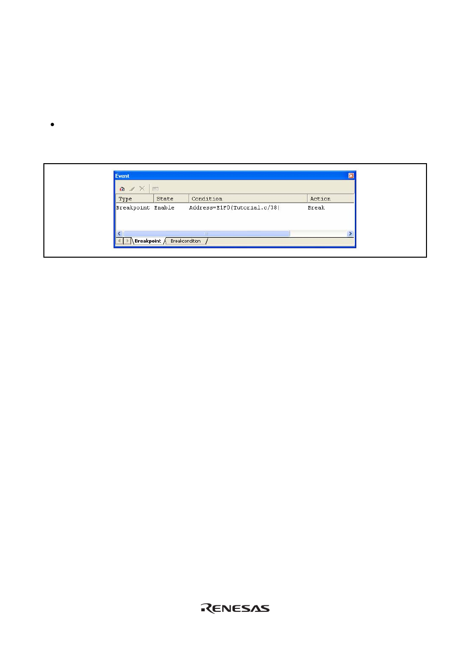 10 reviewing breakpoints | Renesas Emulator System E8 User Manual | Page 125 / 166