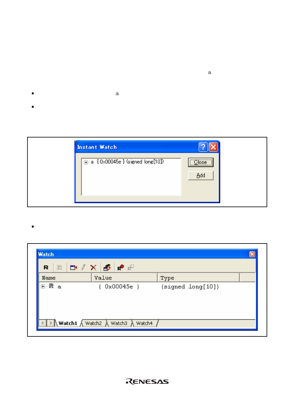 12 watching variables | Renesas Emulator System E8 User Manual | Page 127 / 166