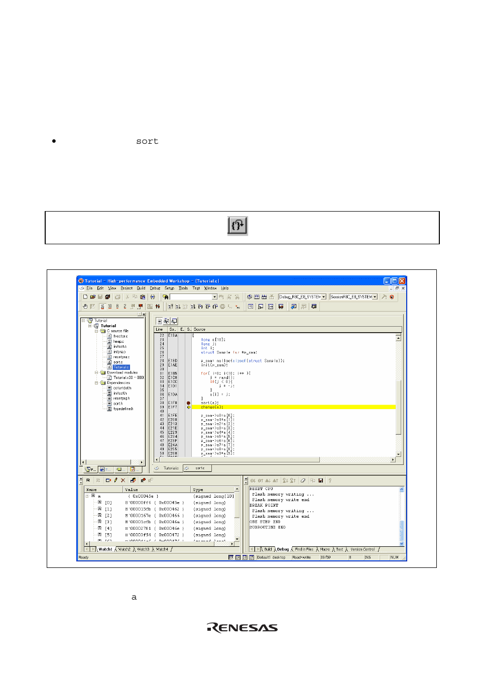 2 executing [step out] command | Renesas Emulator System E8 User Manual | Page 131 / 166