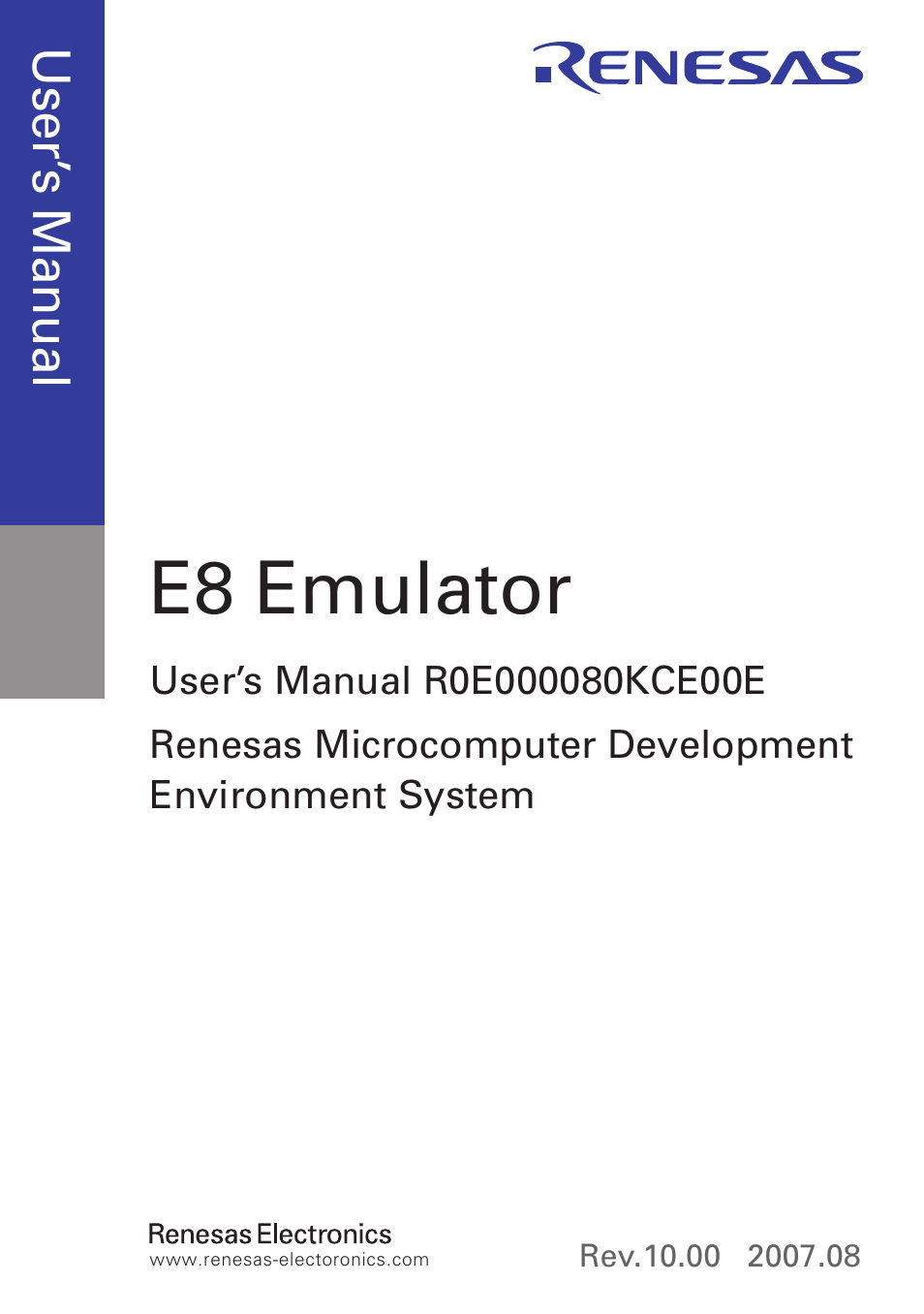 E8 emulator, Use r’s m an ua l | Renesas Emulator System E8 User Manual | Page 3 / 166