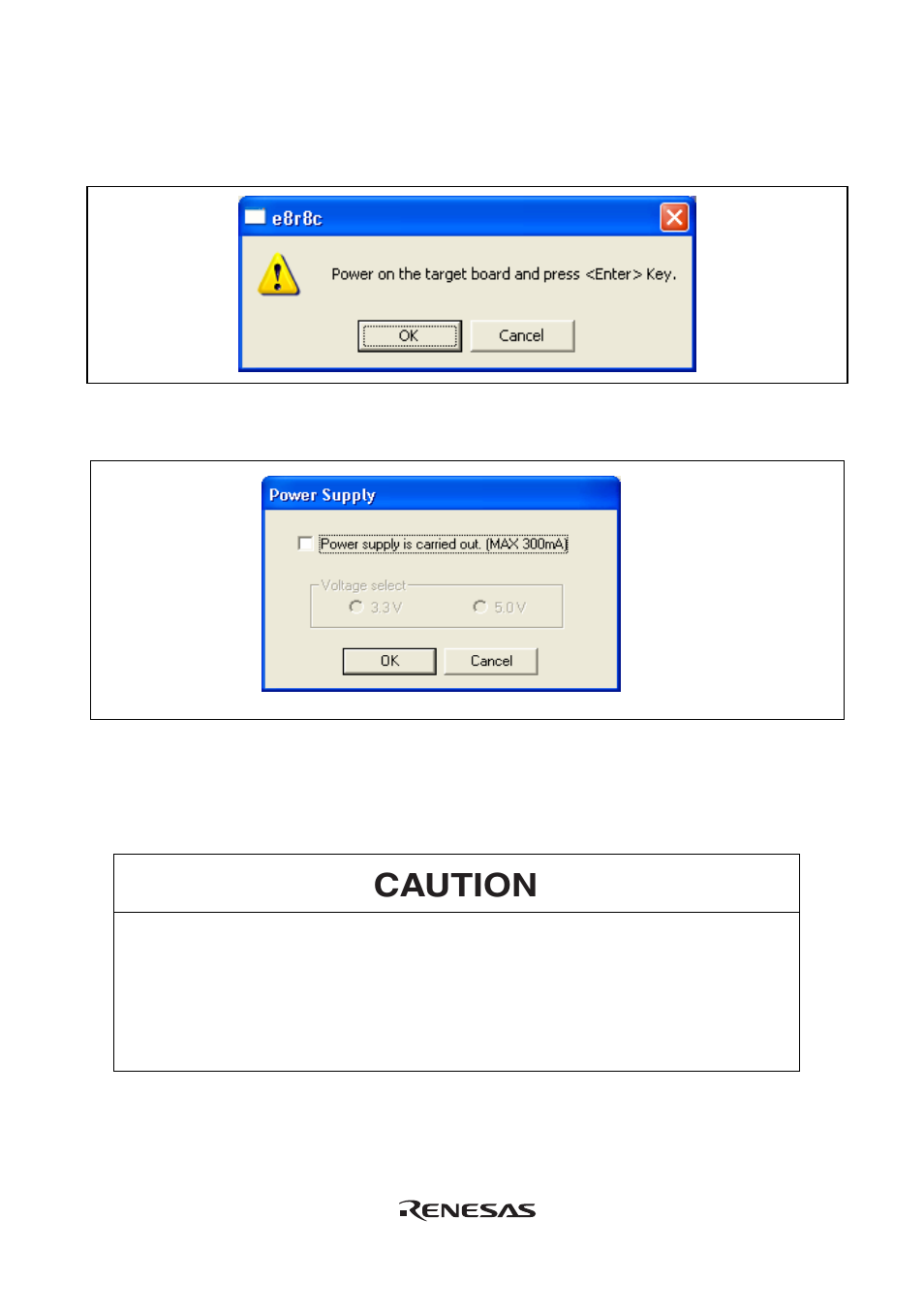 Caution | Renesas Emulator System E8 User Manual | Page 49 / 166
